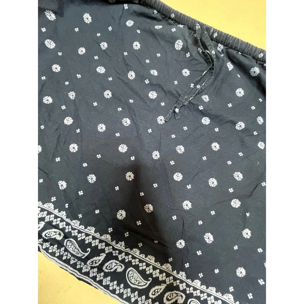 Faded Glory Womens XL Navy Blue Cotton Floral Paisley Print Mini Skirt Y2K‎